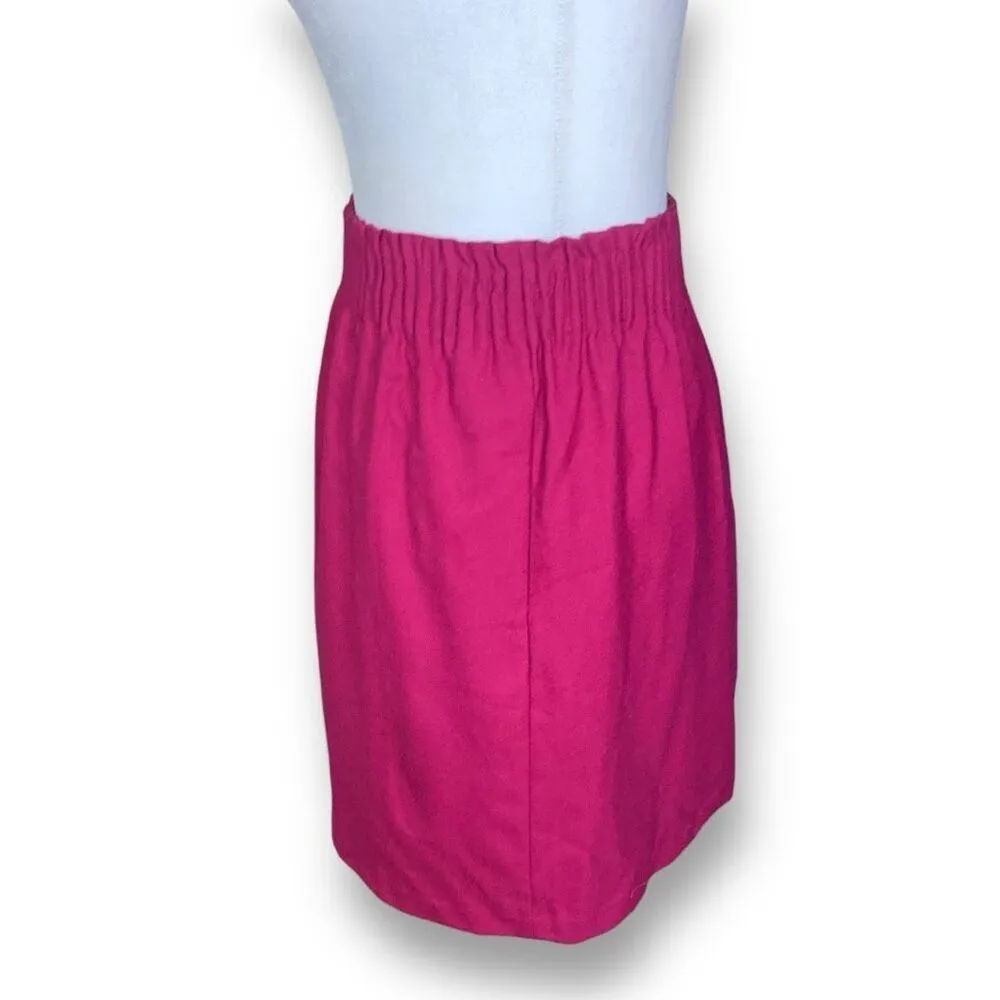 J.Crew Factory Mini Skirt Fuchsia Pink Wool Blend Wide Elastic Waist Straight Size 0 - Image 6