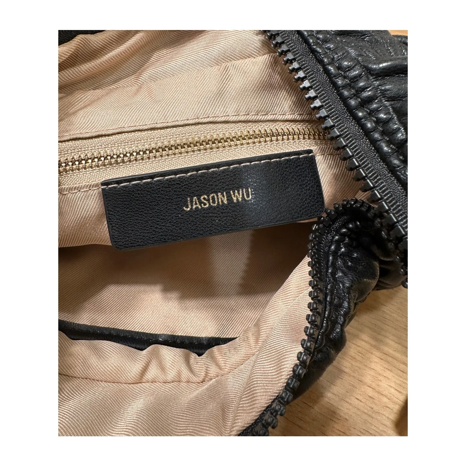 Jason Wu Fay Baguette Bag Black Vegan Leather Pre-Loved Quilted Top Handle - Image 13