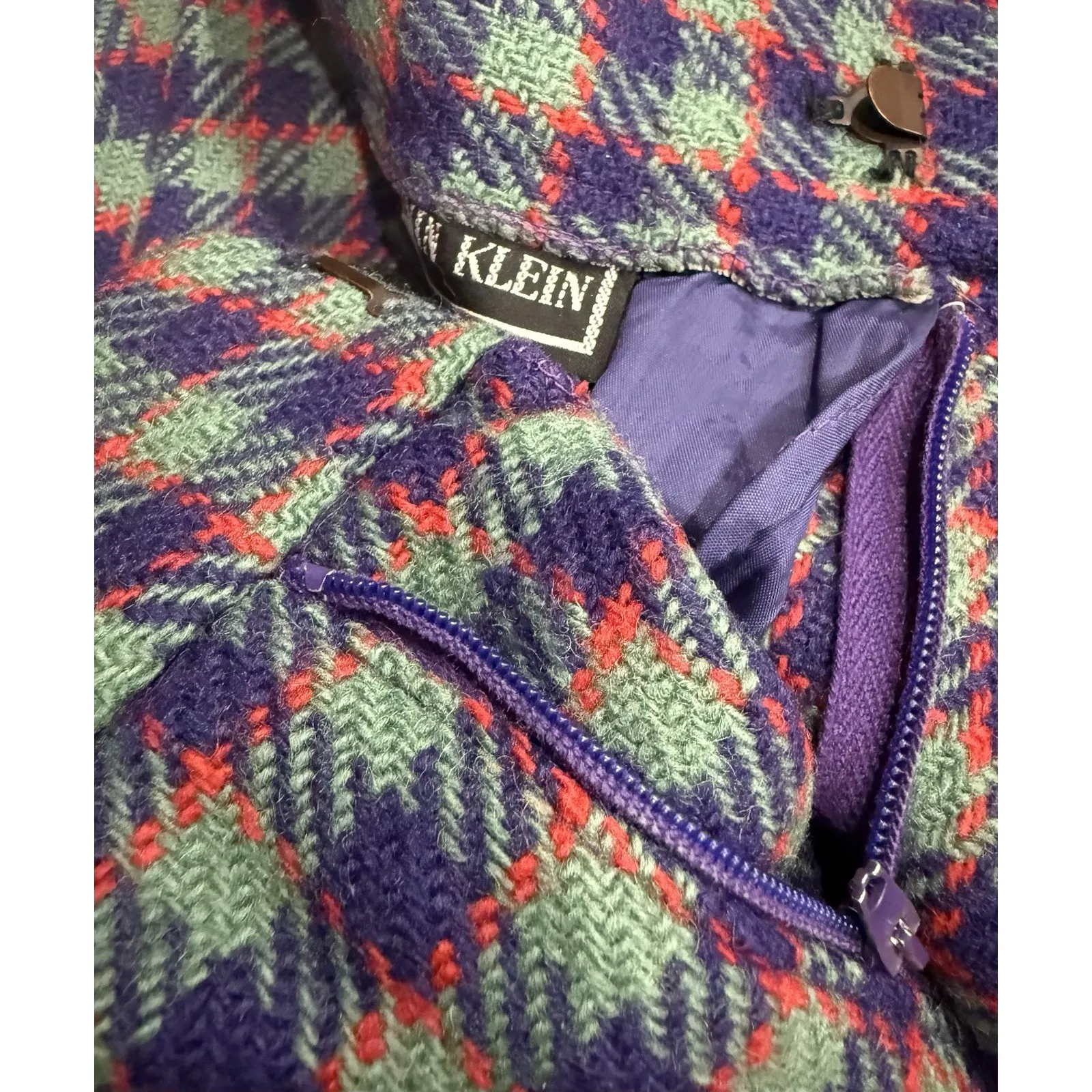 Rare Vintage Calvin Klein Plaid Wool Trousers High Waist Lined Early 1980's 2/4 - Image 3