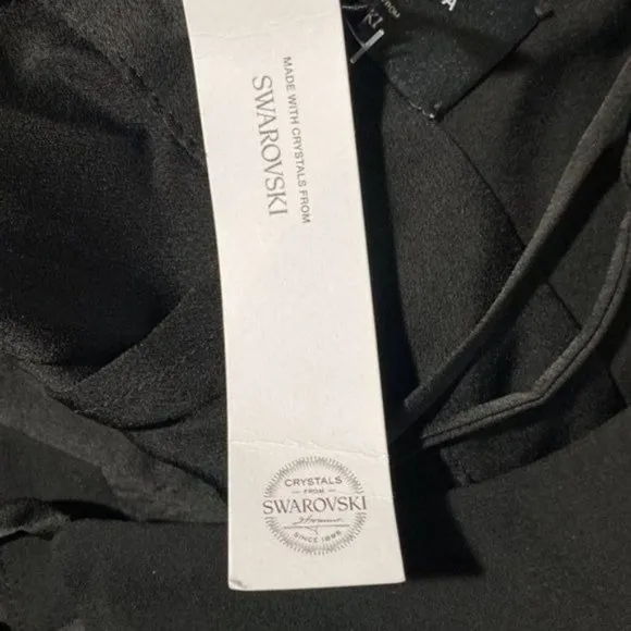 BcbgMaxAzria Black Wide Leg Swarovski Crystal Cocktail Formal Jumpsuit Sz 12 NWT - Image 10