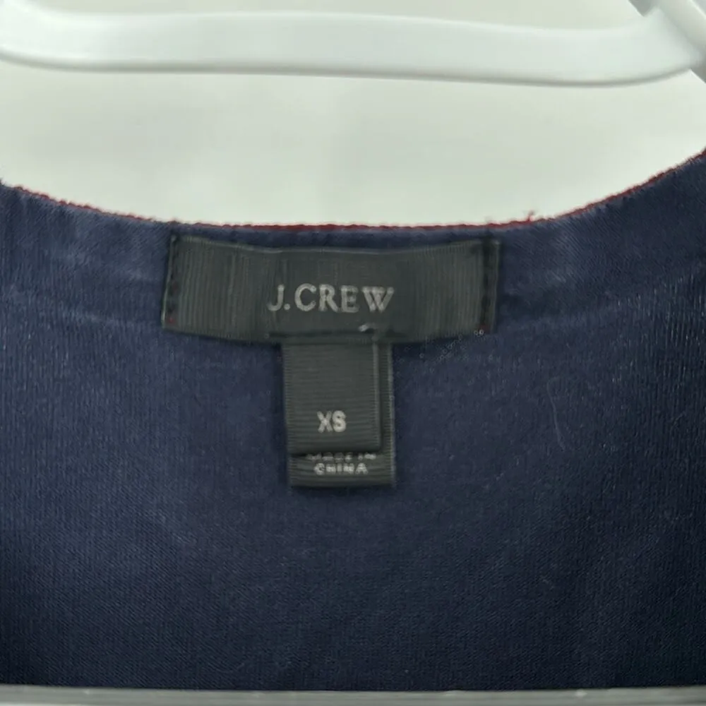 J.Crew blue sleeveless top embroidered trim side slits tassels v neck size XS - Image 3