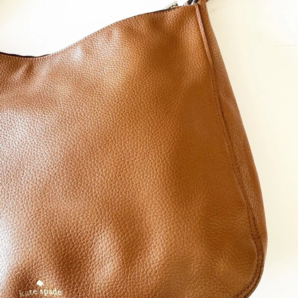 Kate Spade 'Kailee' Brown Pebbled  Leather Shoulder Bag Hobo Double Compartment - Image 5