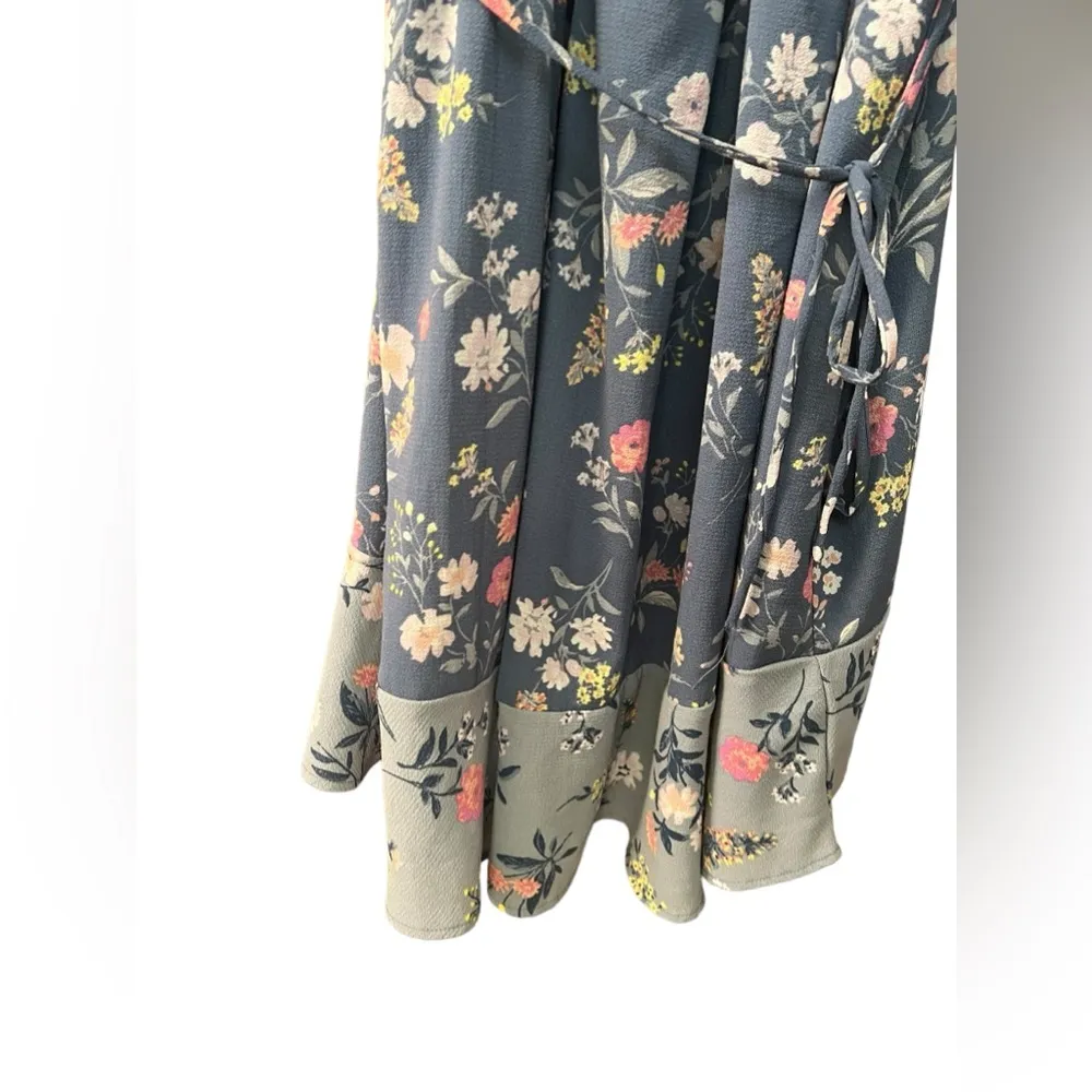 C By Charming Charlie Dress Womens Blue Floral Moms Day Surplice Colorblock 2X - Image 5