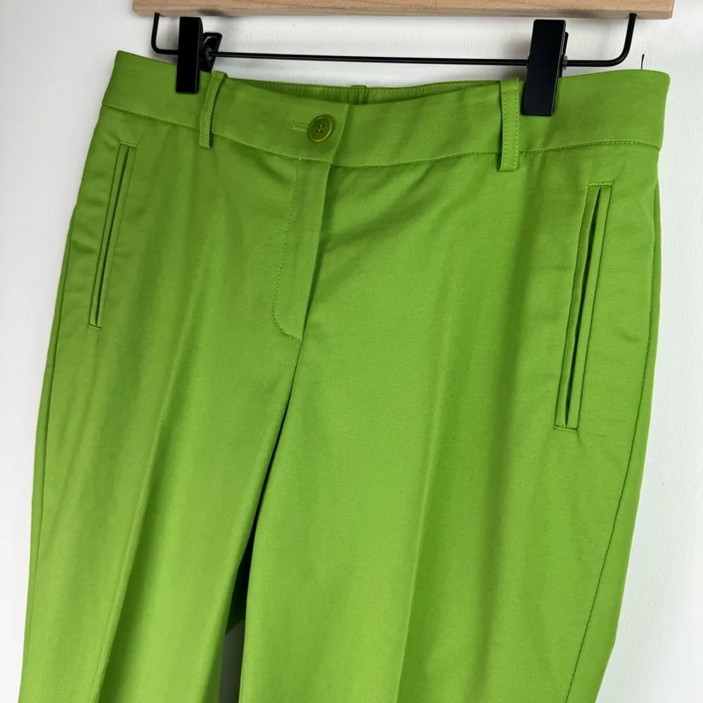 Lafayette 148 Pleat Trousers Sz 0 Green Slim Cut Tapered Dress Pants - Image 4