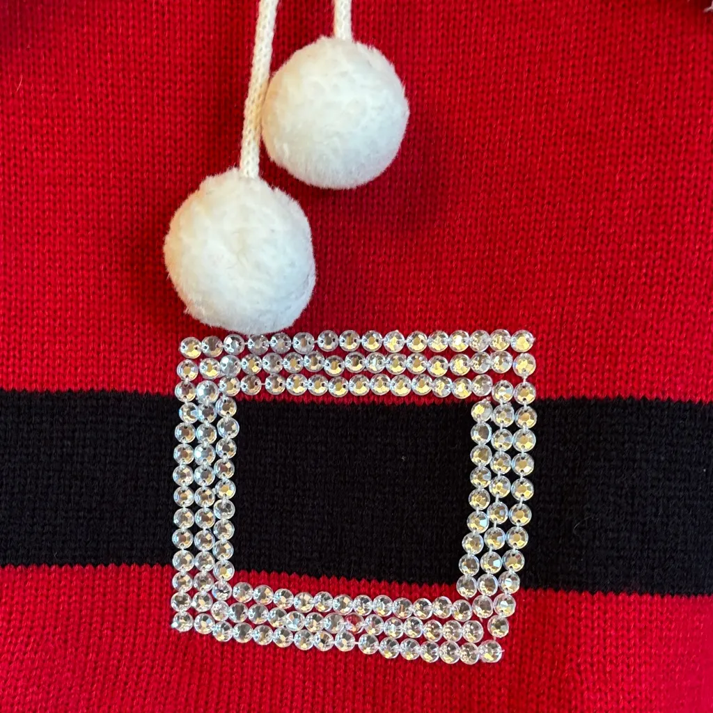 Christmas Santa Mrs. Claus Red Sweater Dress XL White Fuzzy Trim - Image 4