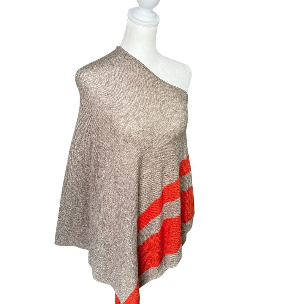 Celeste Wool Cashmere Poncho One Shoulder One Size Neutral Tan - Image 2