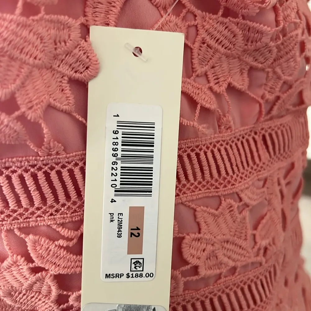 Eliza J. Asymmetric Hem Lace Dress in Pink, Size 12 New w/Tag - Image 8