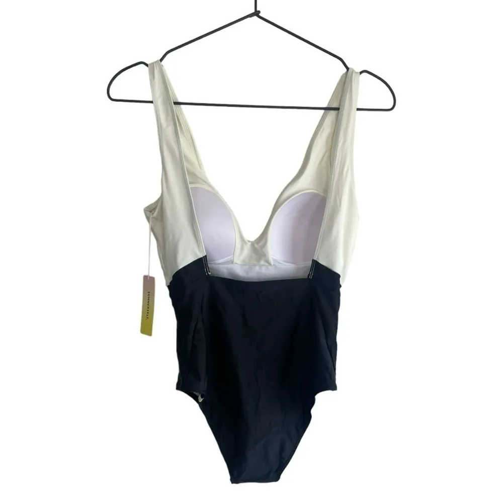 summersalt Tie Waist‎ Backflip Colorblock One Piece 6 White Black Swimsuit - Image 5