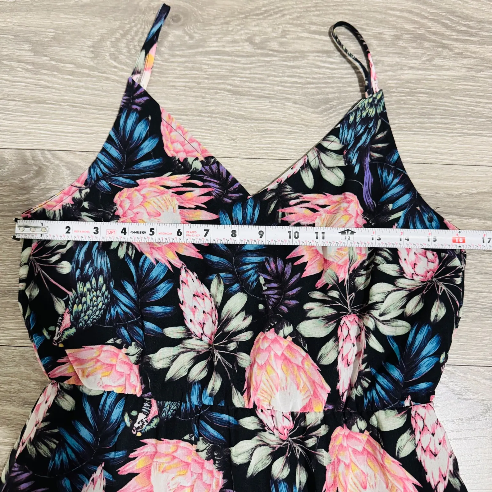 H&M Divided Floral Maxi Dress Spaghetti Straps V Neck Pink Blue Black Size 6 - Image 10