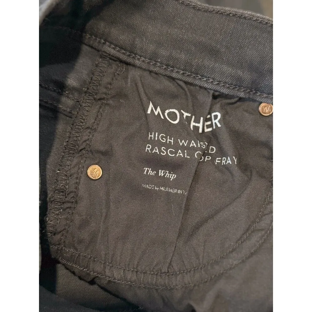 Mother Womens Jeans Black High Waisted Rascal Crop Fray The Whip Fringes Size 25 - Image 4