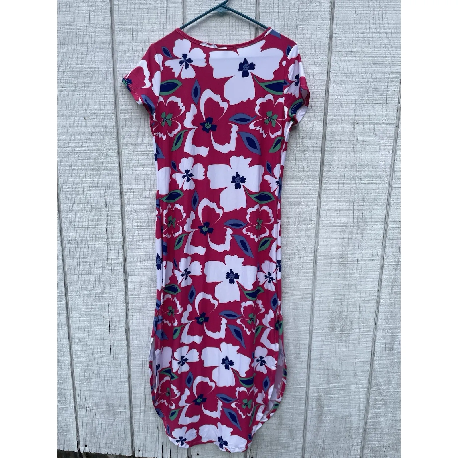 NWOT Pink Floral Maxi Shirt Dress Shortsleeved Long Medium M‎ Summer Casual - Image 3