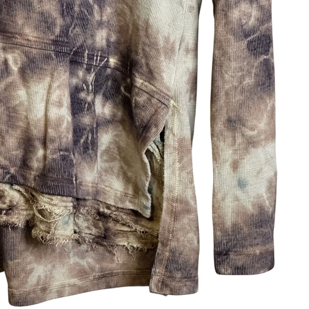 XCVI Tie-Dye Raw Hem Top Keyhole Back Boho Grunge Streetwear Ribbed #13444 Large - Image 5