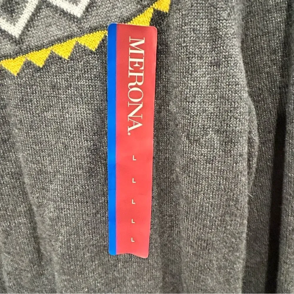 Merona Yellow and Gray Fair Isle‎ Yoke Sweater women’s size Large NWT - Image 2