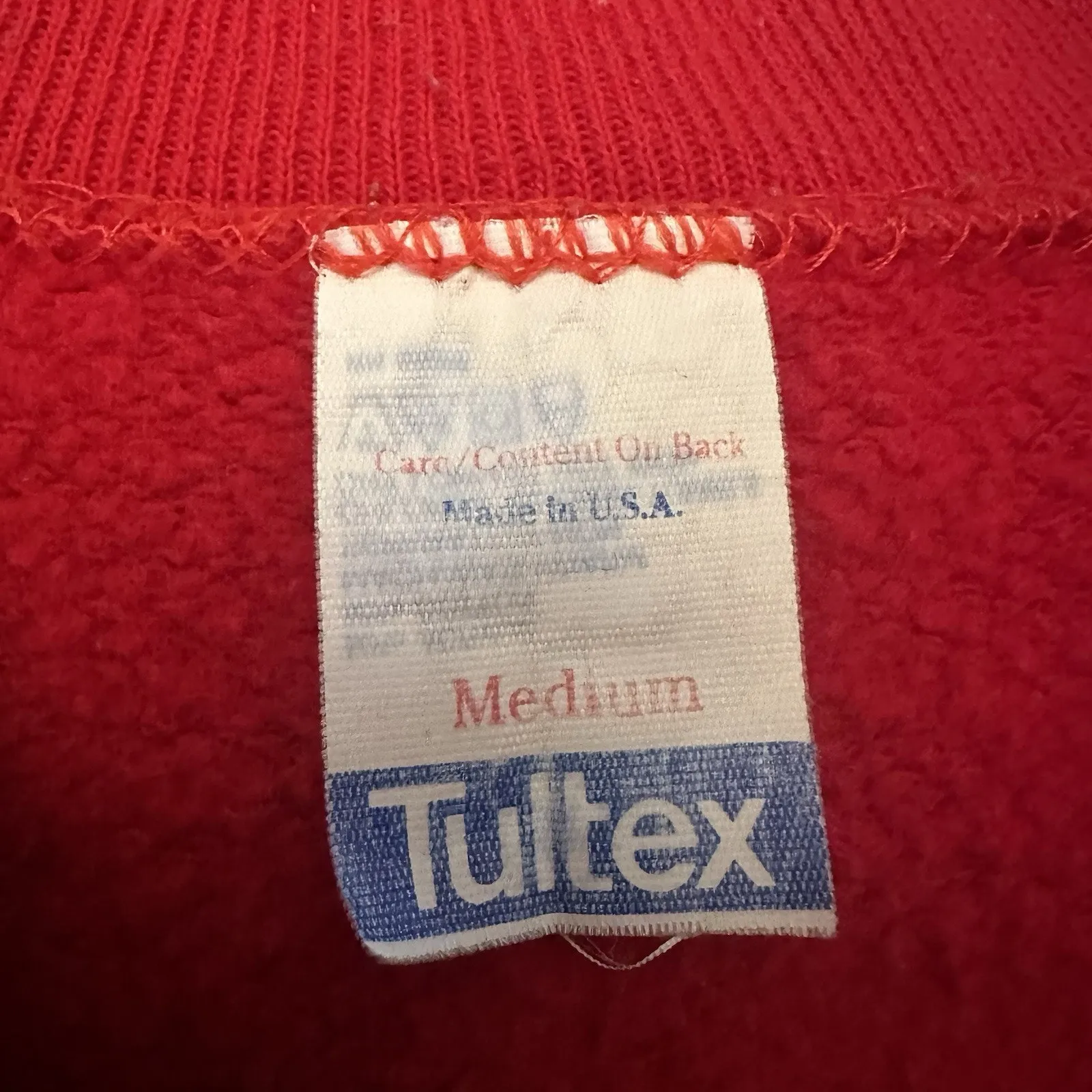 Vtg 80s Christmas Sweatshirt Red Reindeer Applique Rudolph Bells Size M Tultex - Image 9