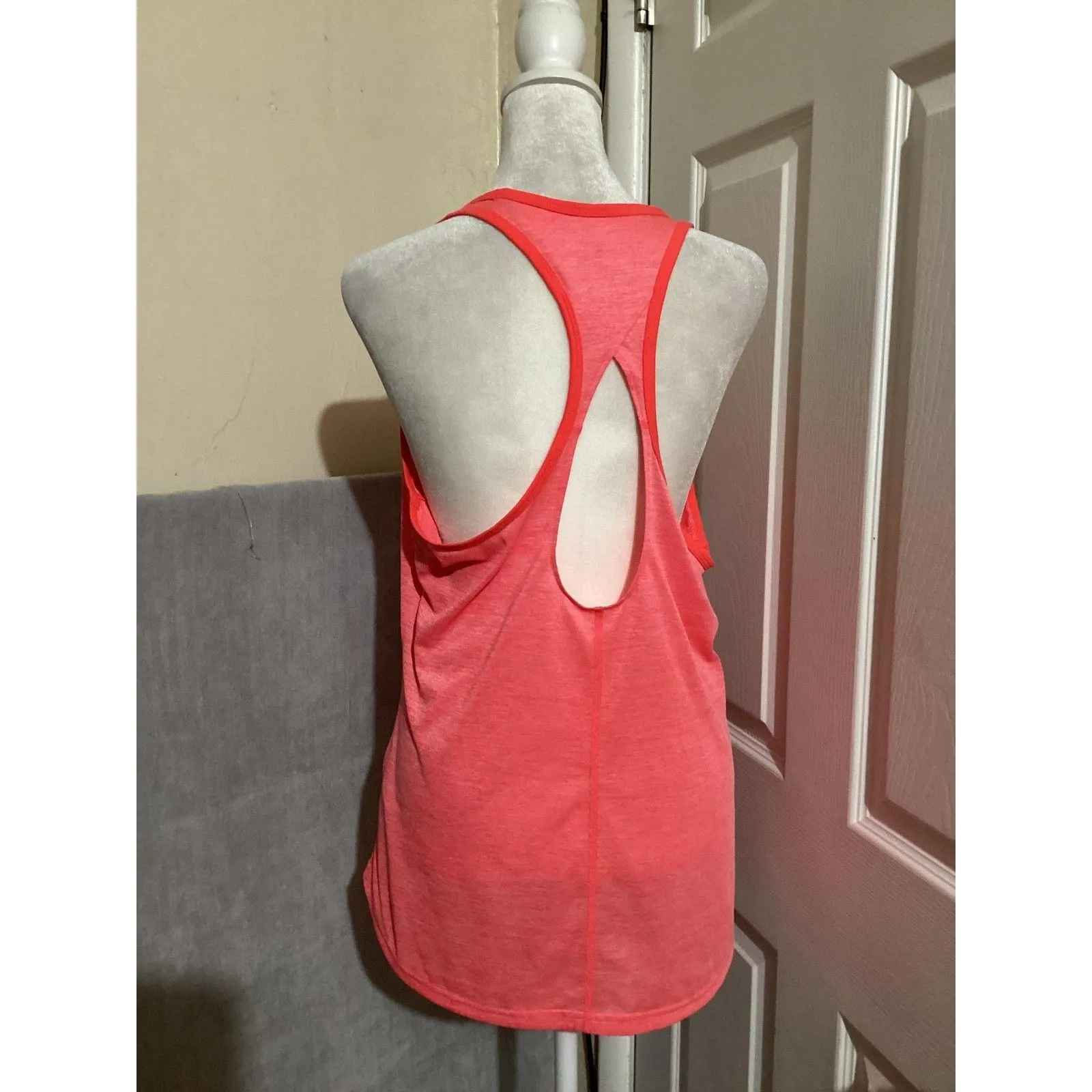 Adidas Tank Top Womens Large Pink Coral Heather Climalite Racerback Athletic - Image 3