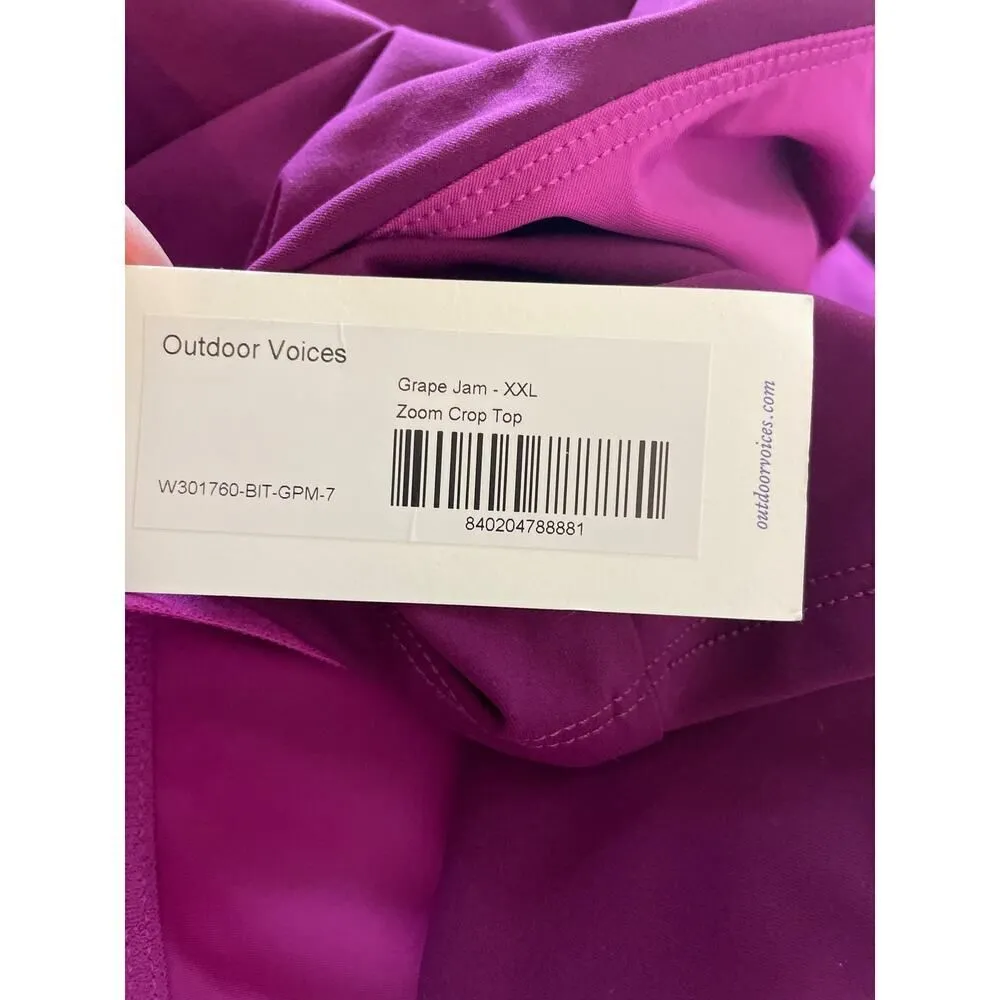 Outdoor Voices Women's Size XXL Zoom Crop Top Grape Jam Purple Sleeveless NWT - Image 4