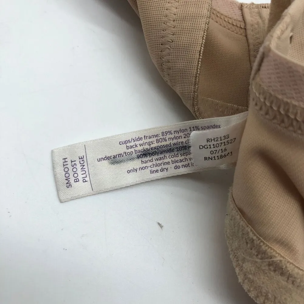 Cacique Smooth Boost Plunge Bra Beige Nylon & Spandex 42C - Image 5