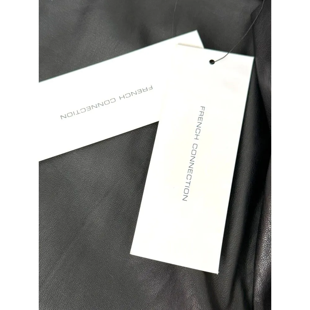 NWT French Connection Black Faux Leather Straight Leg Pants | Size 8 - Image 7