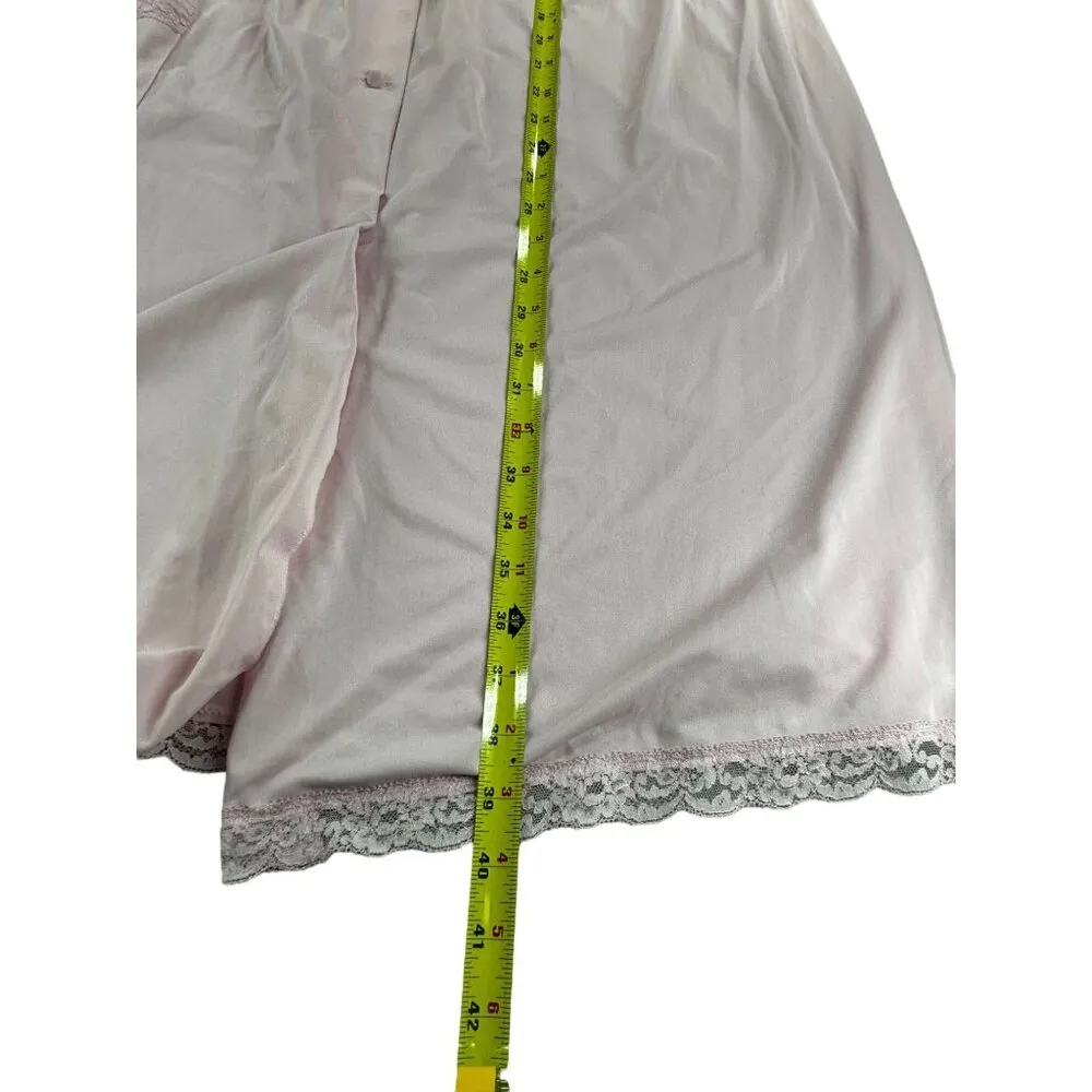 Vintage Shadowline Nightgown Pink Lace Trim Womens S USA - Image 9