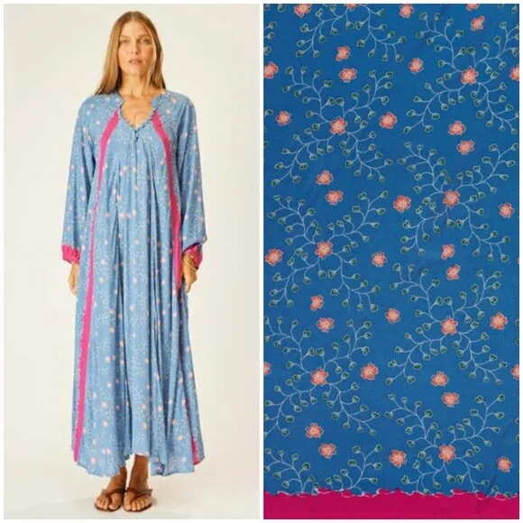 💕NATALIE MARTIN💕 Fiore Maxi Dress ~ Pinwheel Denim Blue Floral Print XL NWT - Image 2