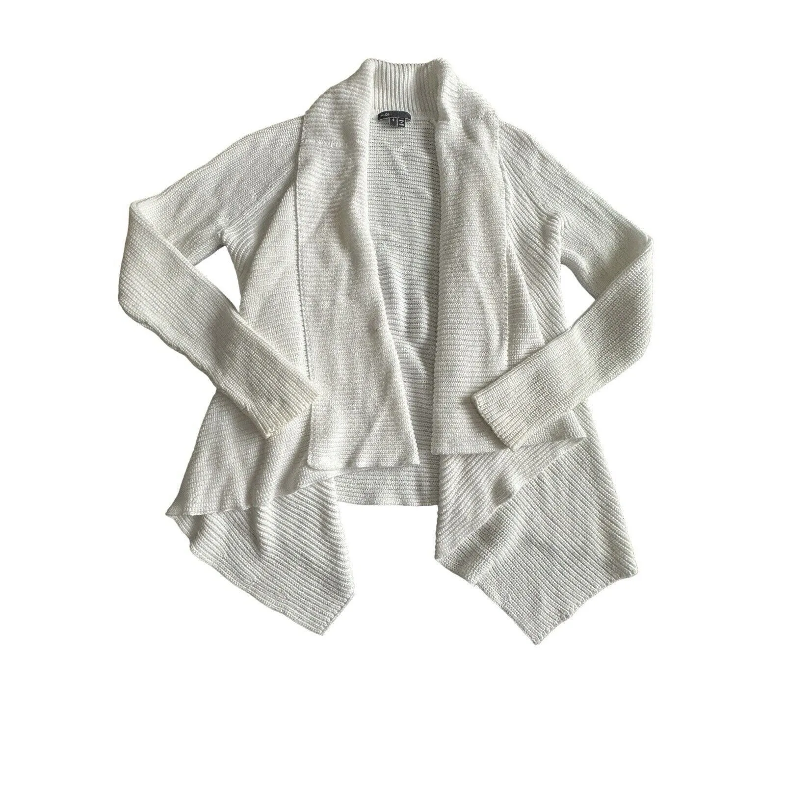 Vince Women's Size Small Weave Knit Shawl Collar Open Cardigan Sweater White M11 - Image 11
