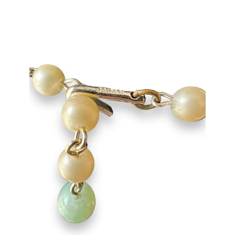 Japan Vintage Triple Layer Mint Green Necklace - Image 7