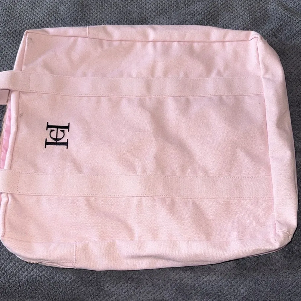 Carolina Herrera Pink Canvas Tote Bag Large Zip Shoulder Bag - Image 9