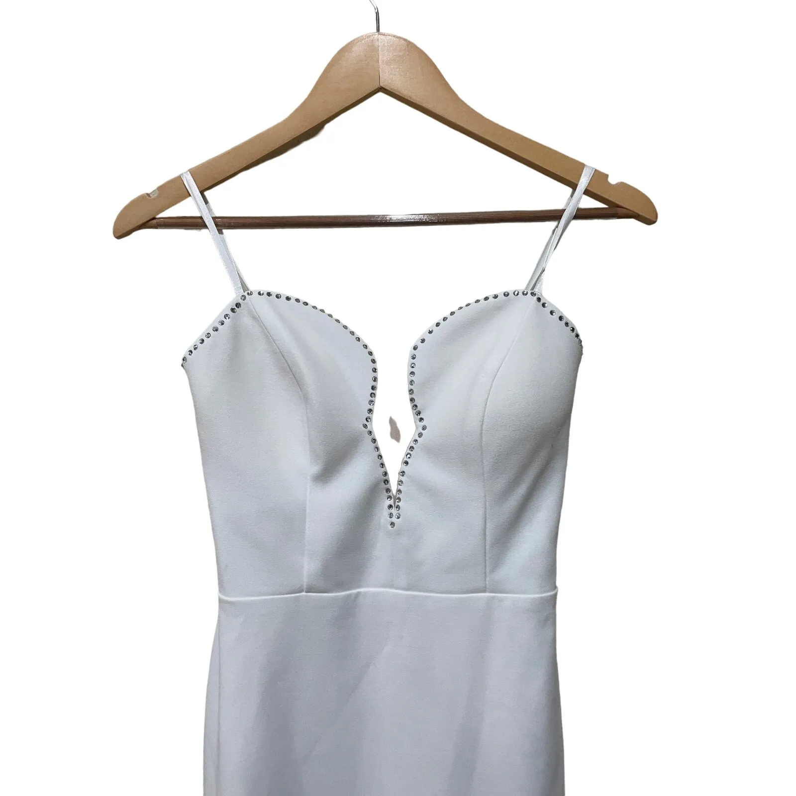 AQUA‎ Rhinestone Embellished Strapless Crepe Midi Dress Size 6 New - Image 8