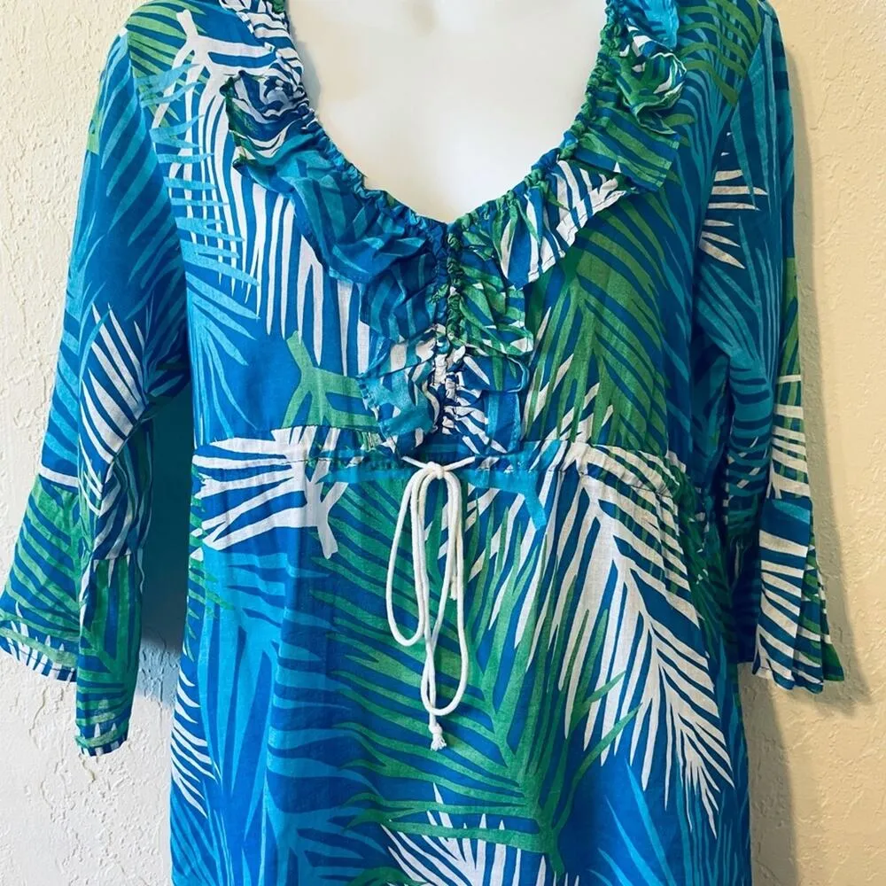 Mud pie leaf printed beach coverup - Image 3