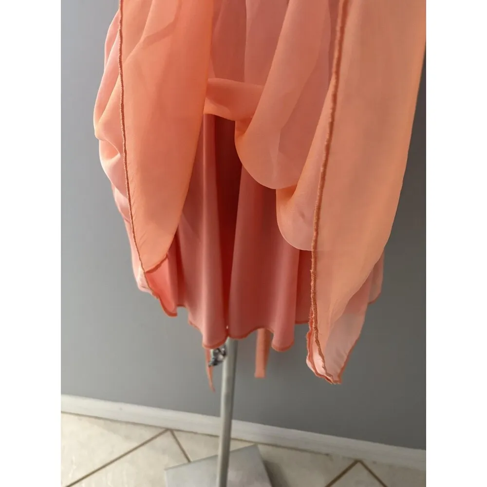 Lucy in the Sky Dress Size Medium Peach Chiffon Mini Party Fairy Cocktail - Image 3