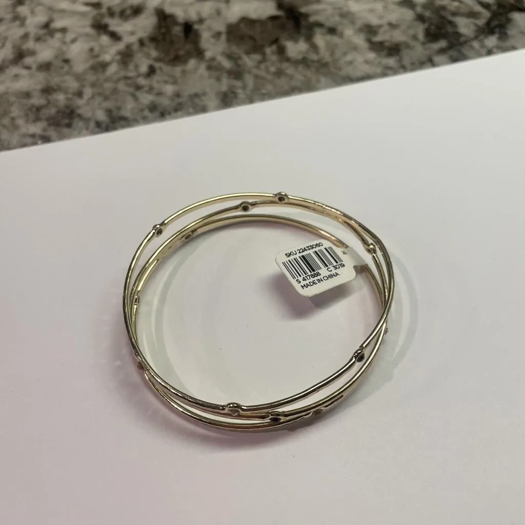Ann Taylor LOFT NWT Rhinestone Gold Tone Metal Bangle Bracelet MSRP $24.50 - Image 7