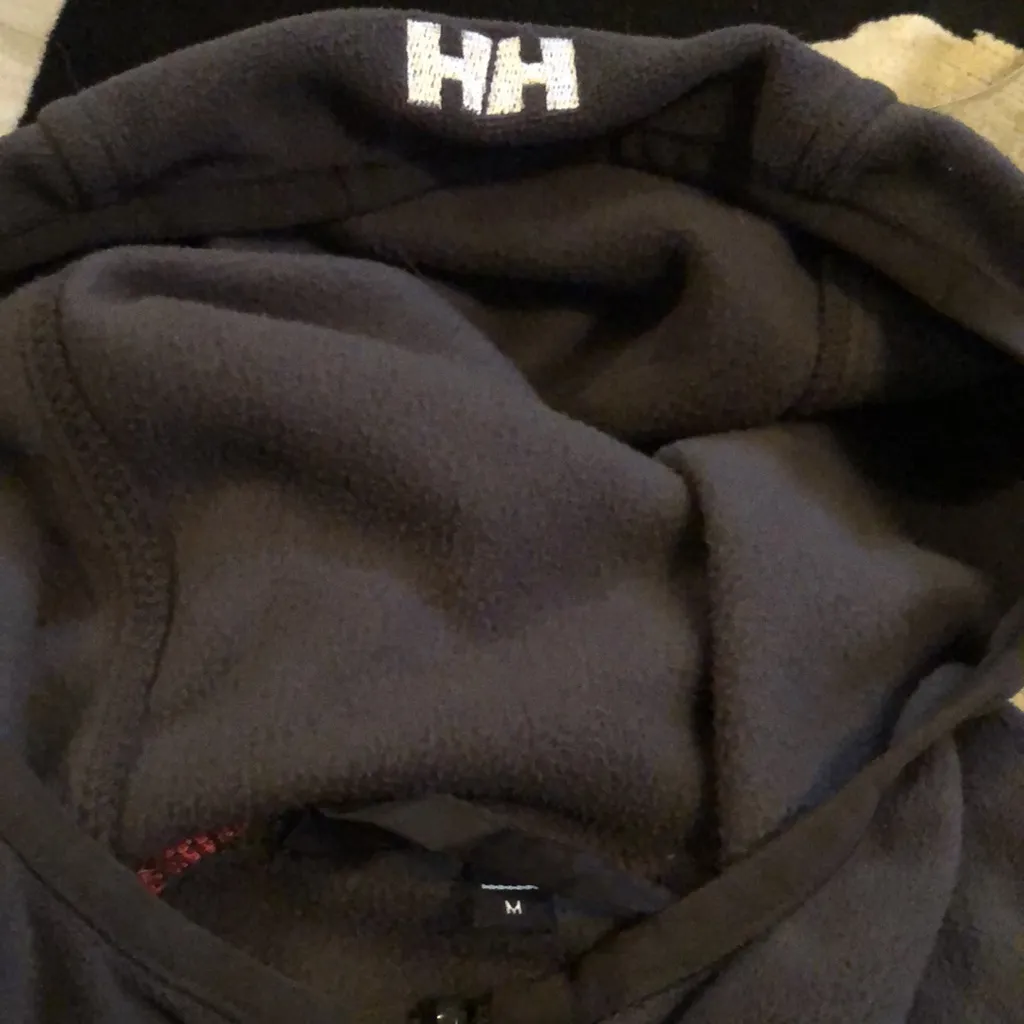 Helly Hansen Hooded Fleece Jacket Grey-ish Black Pink Trim Drawstring Waist sz m - Image 5