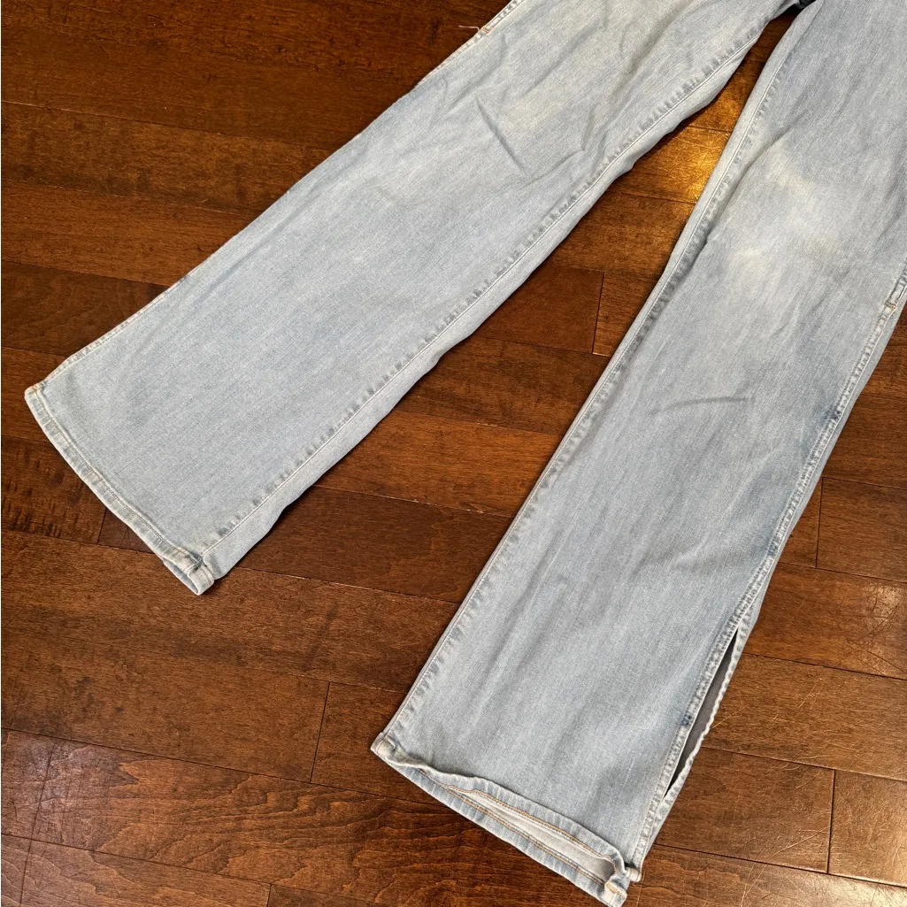 Saks 3x1 NYC light wash side slit flare high waisted stretch jeans - Image 6