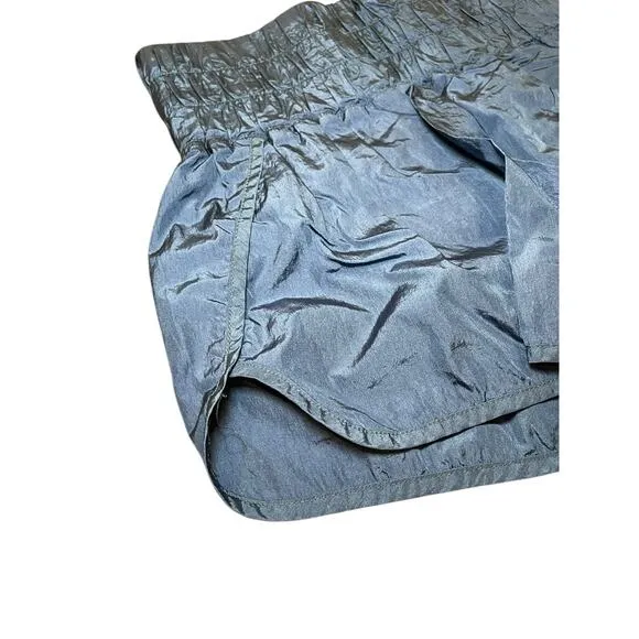 Free People FP Movement Women Small Way Home Shorts Shiny Deep Blue‎ High Waist - Image 4