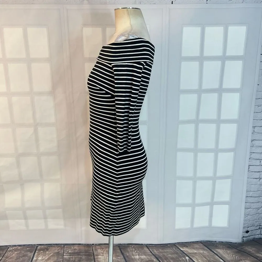 & Other Stories Stripes Fold Off-The-Shoulder Mini Dress Black Size 6 - Image 6