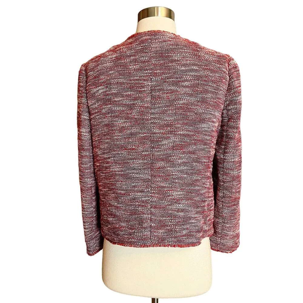 RED VALENTINO Red Tweed Blazer Jacket Snap Front Metallic Giacca ITALY 46 8 EUC - Image 15