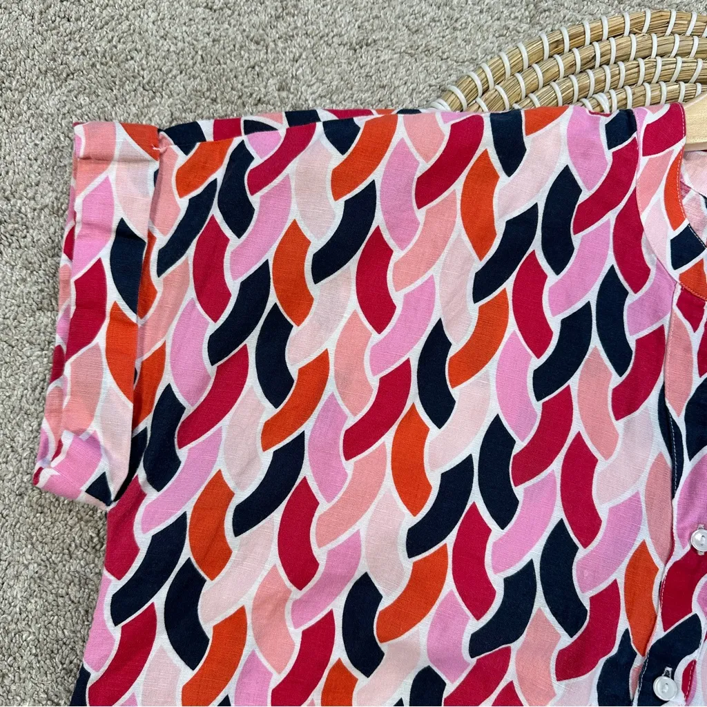 Charter Club Luxury Women’s Linen Cotton V-Neck Top Tie Front Multicolor Size S - Image 6