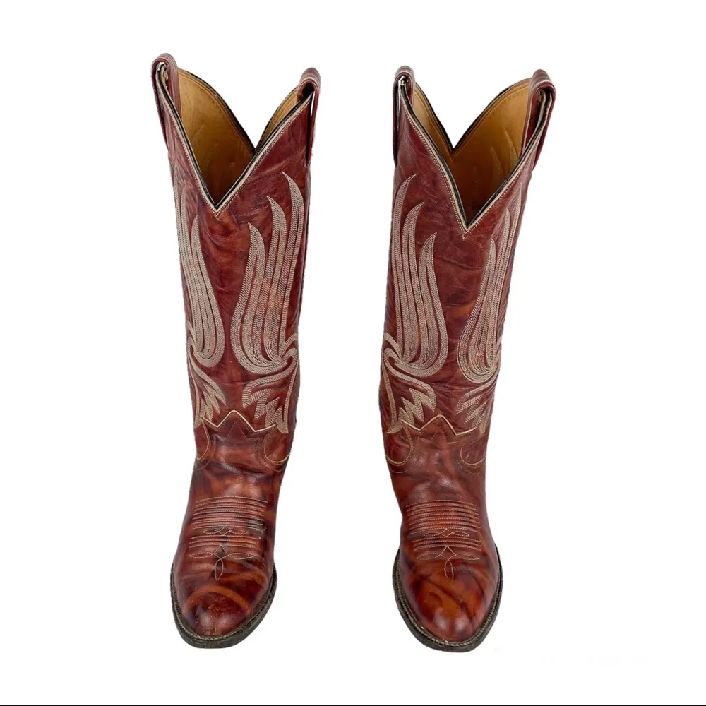 Tony Lama Gold Label Womens Western Cowgirl Boots Red Leather Sz 5 B - Image 2