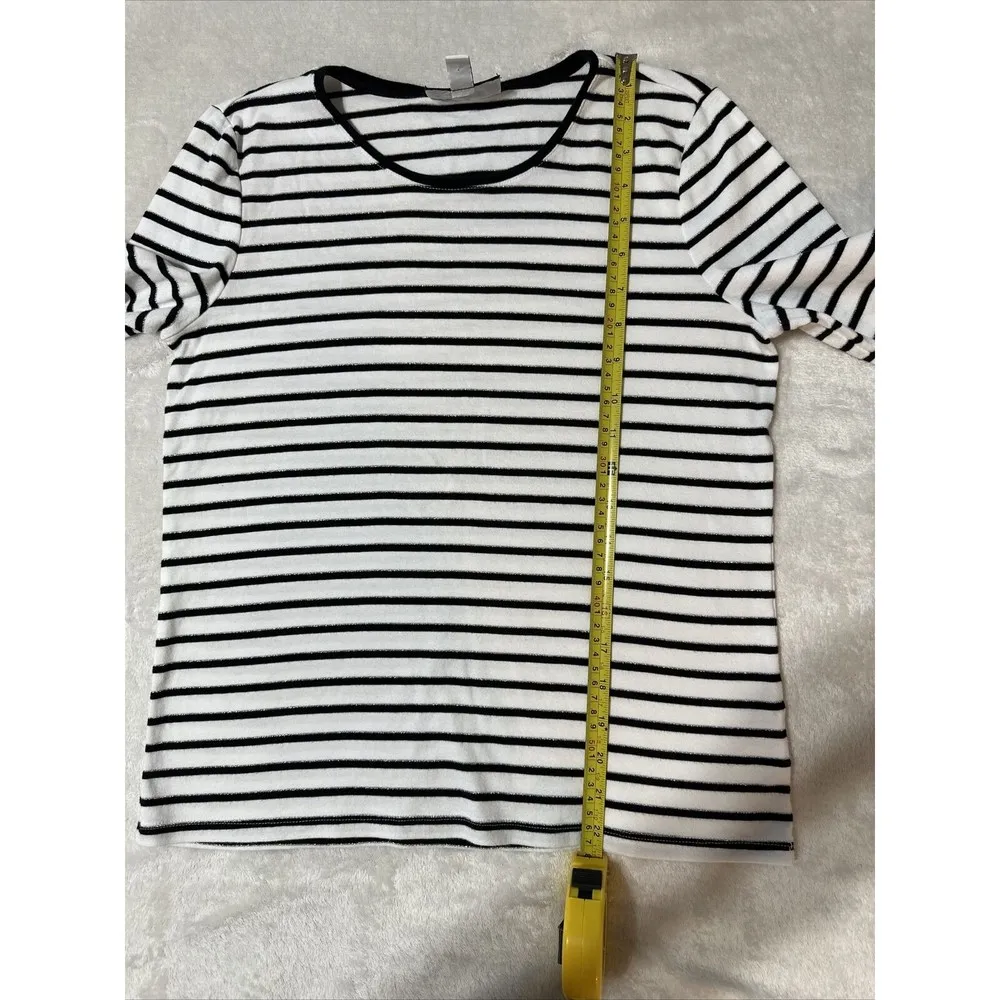 Charter Club Womens Top Sz L Stripped 3/4 Sleeve Round Neck Perfectly Soft Pima - Image 5