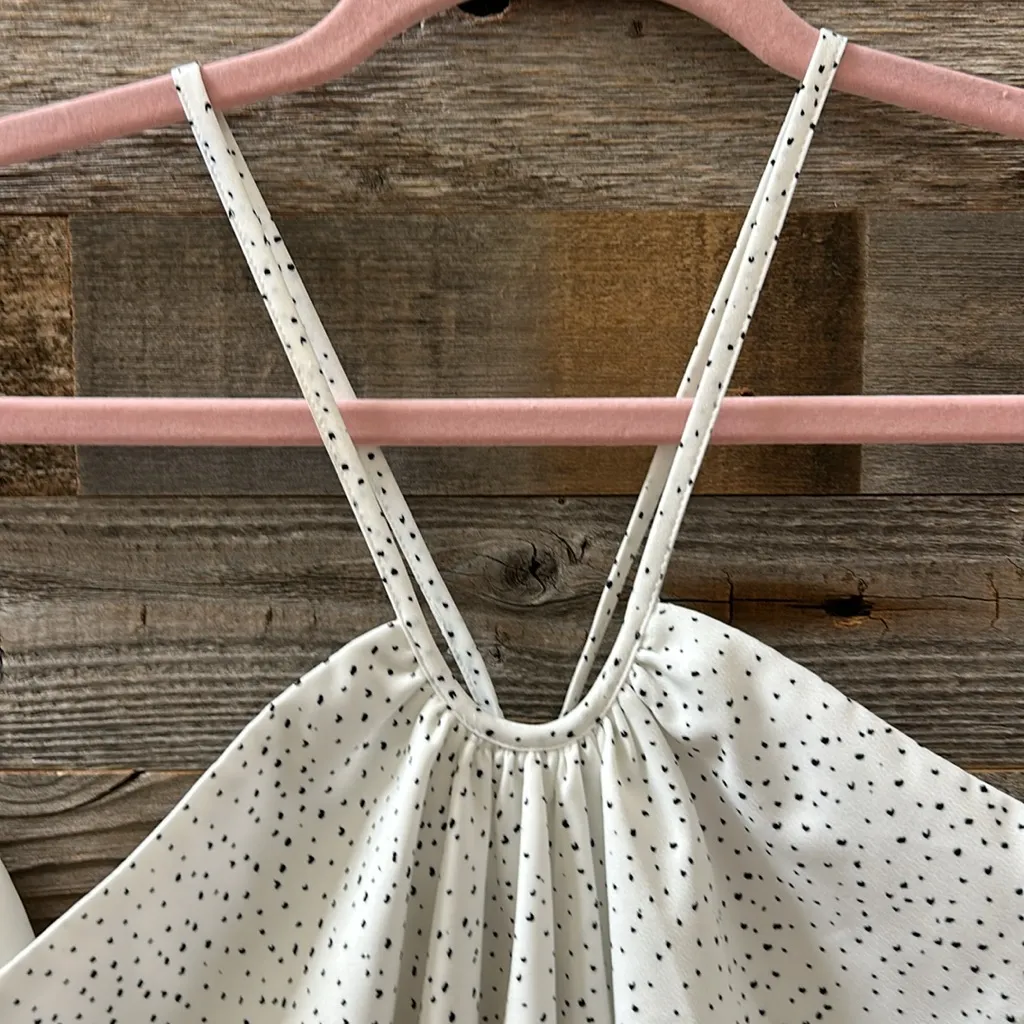 House of Harlow 1960 X Revolve Rosalin White and Black Polka Dot Halter Dress L Size L - Image 4