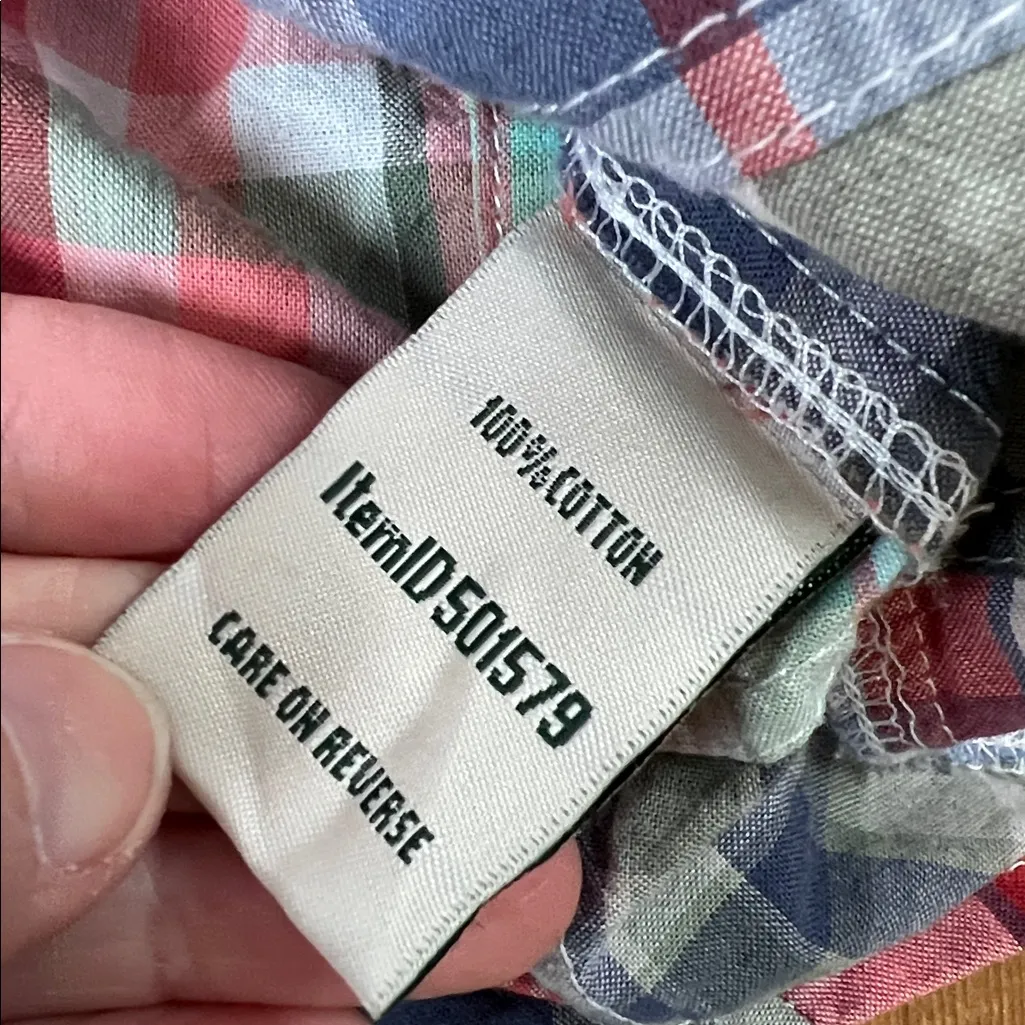 L..L. Bean women’s Madras Plaid long sleeve Shirt Red - Image 6