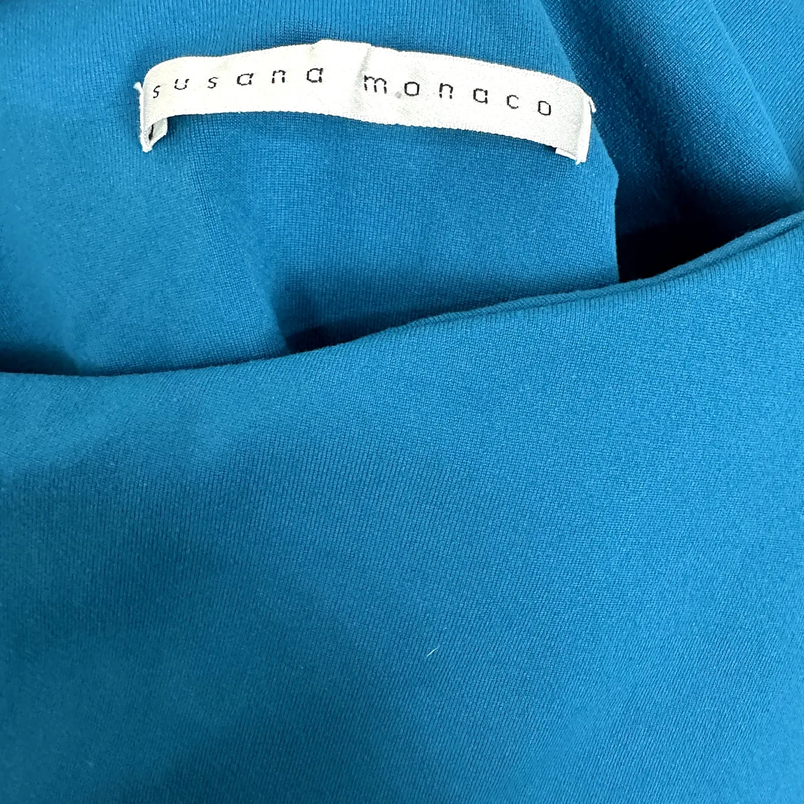 Susana Monaco One Shoulder Ruffle Sleeve Supplex A Line Mini Blue Cocktail Dress - Image 4