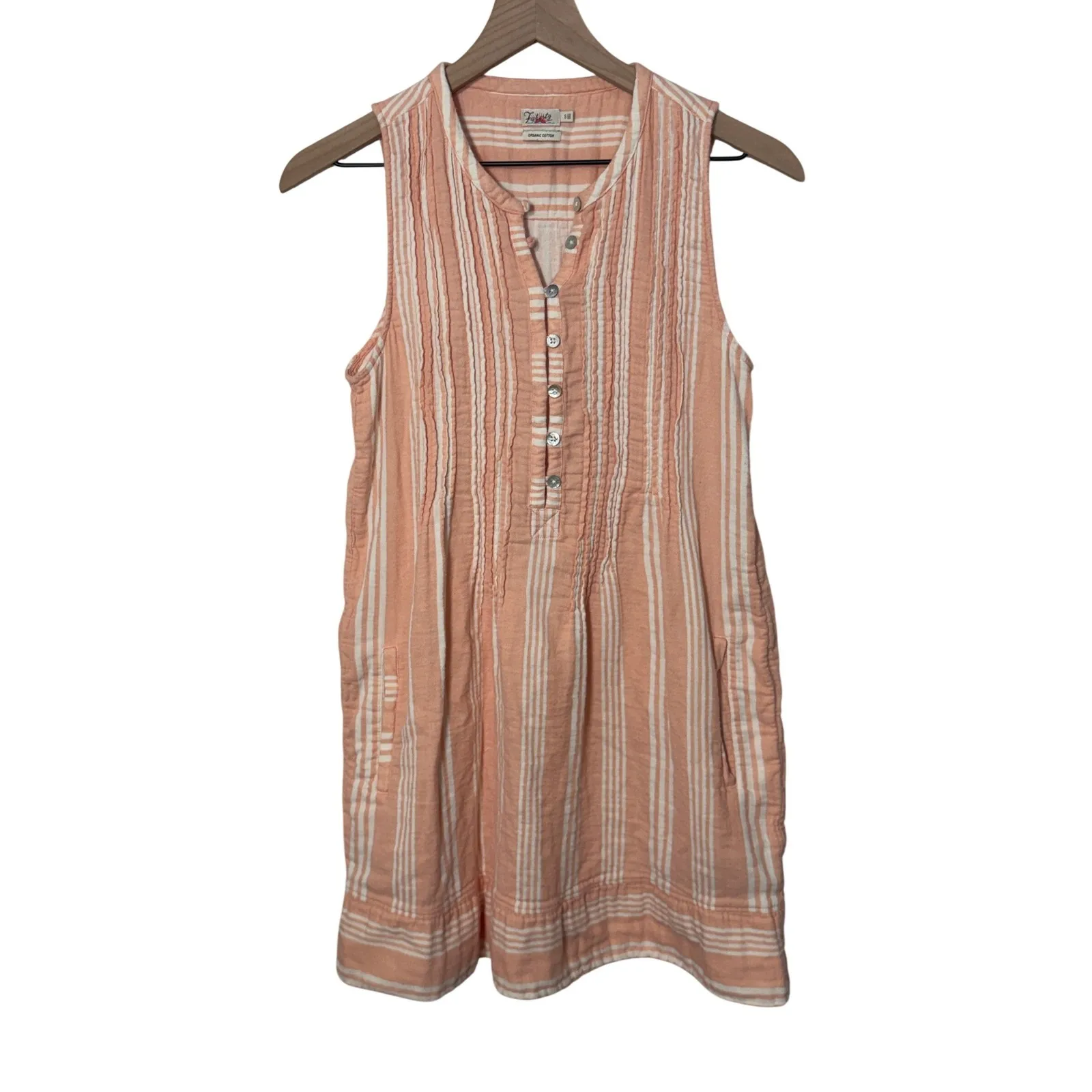 Faherty Dream Cotton Gauze Isha Striped Sleeveless Mini Dress SZ S Summer Beachy - Image 2