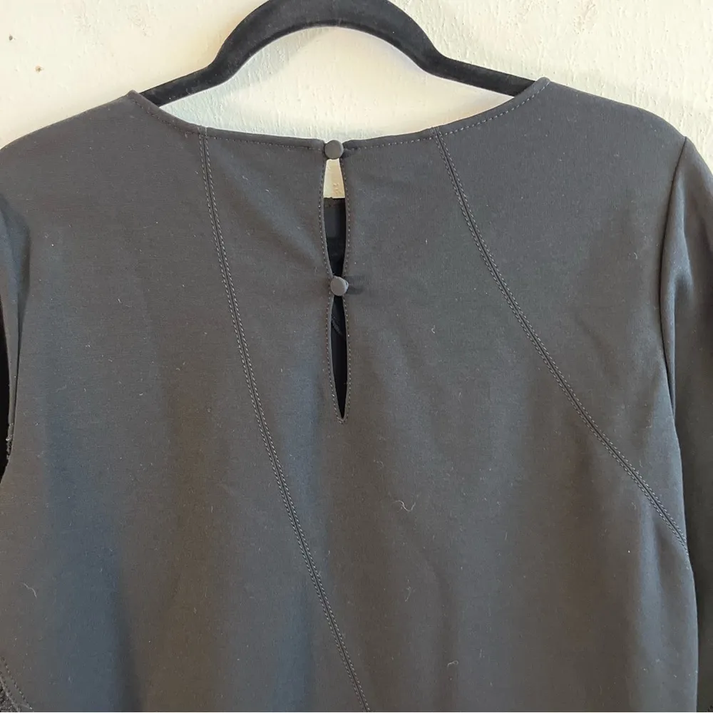 Lafayette 148 Dress Black 3/4 Sleeve Embroidered Lace Cut Outs Mini Sz M NWT - Image 8