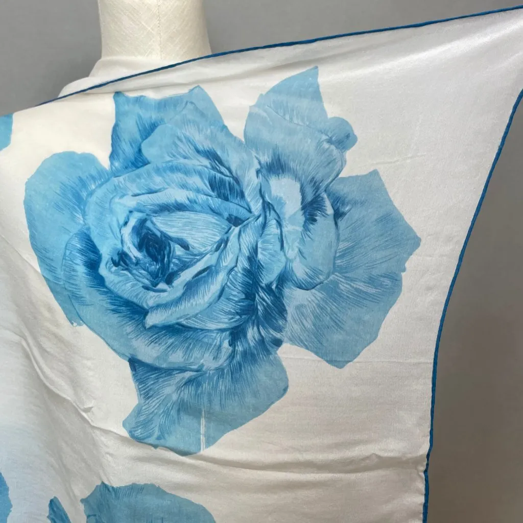 Vintage Scarf Square Roses Floral‎ Retro Feminine Delicate Romantic 31" x 30" White - Image 7