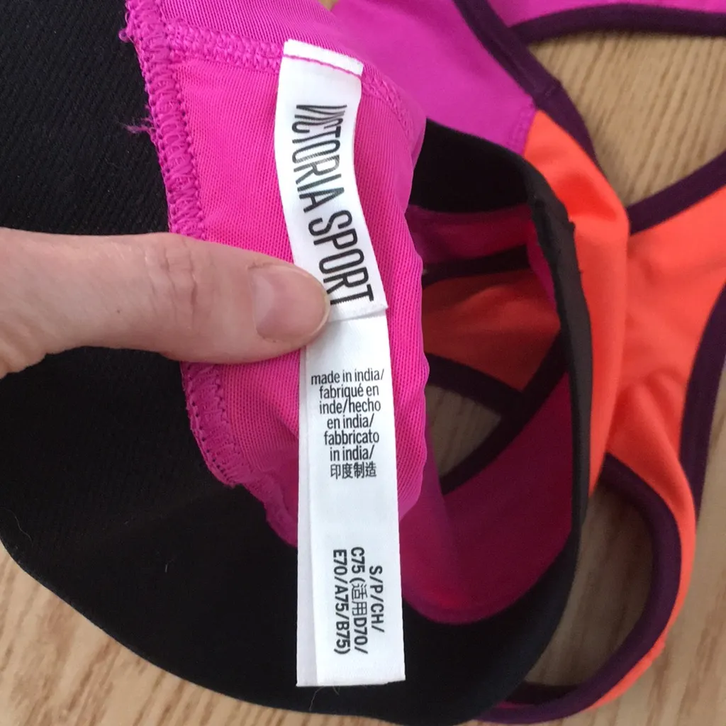 Victoria’s Secret Sports Bra Stretchy Pink/Orange/Black Size Small - Image 3