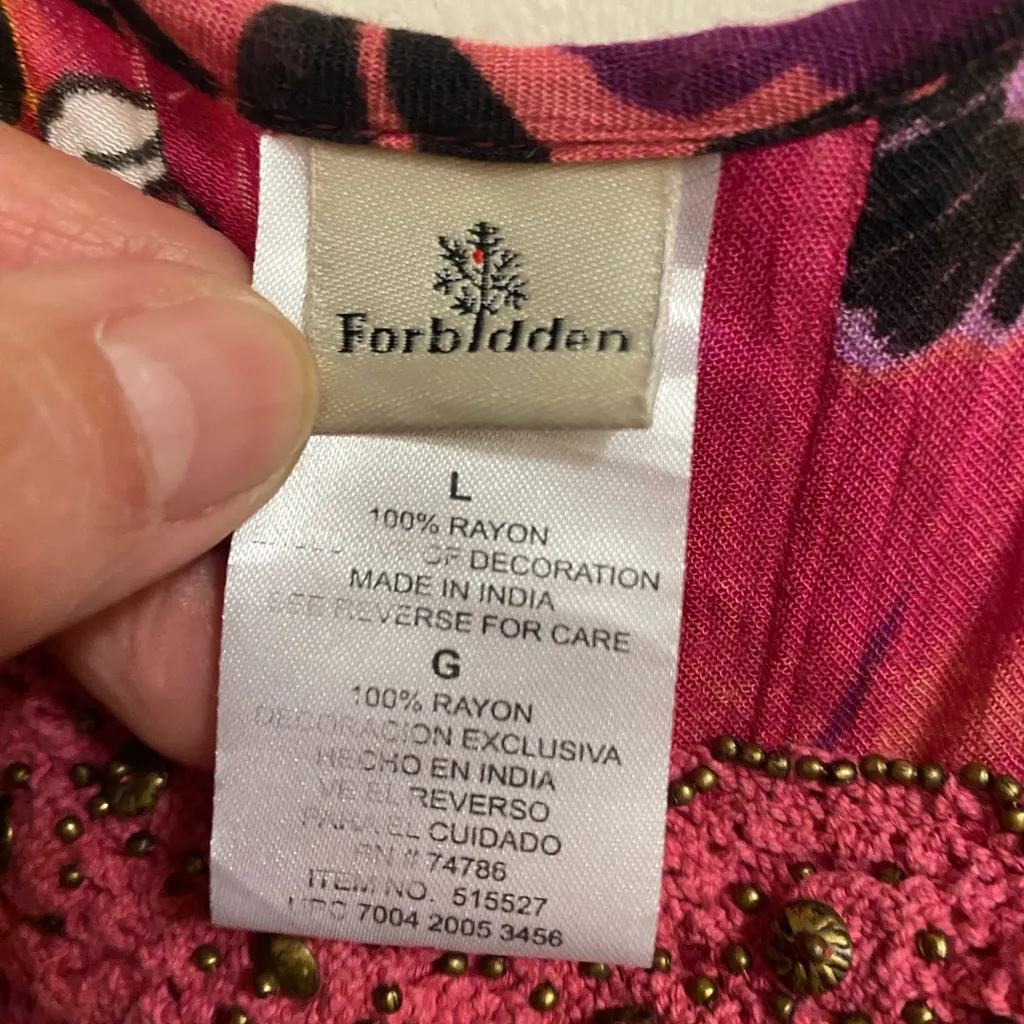 Forbidden Womens Pink Floral Dress L Large Boho Artsy Festival Beach Bohemian - Image 3