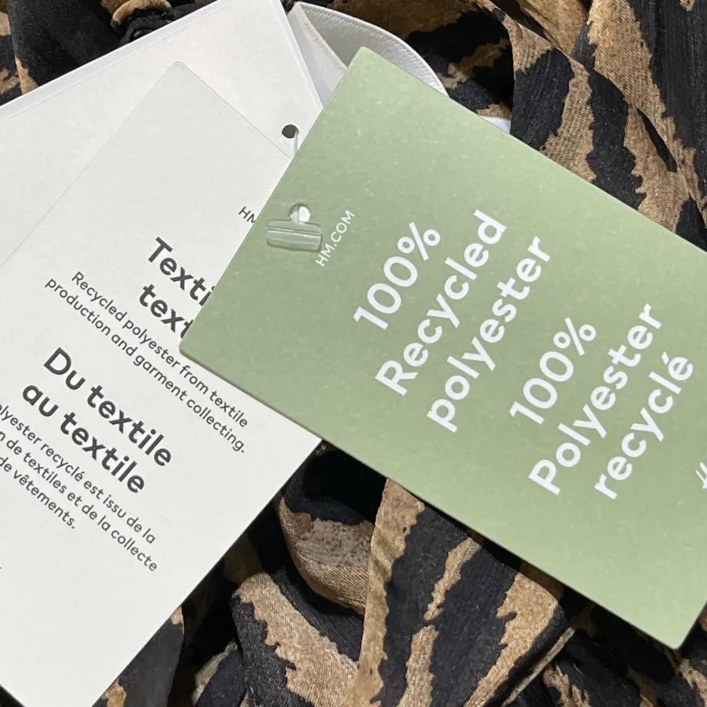 New H & M Women's Blouse Brown Black Leopard Size S Small Mock Neck - Image 8