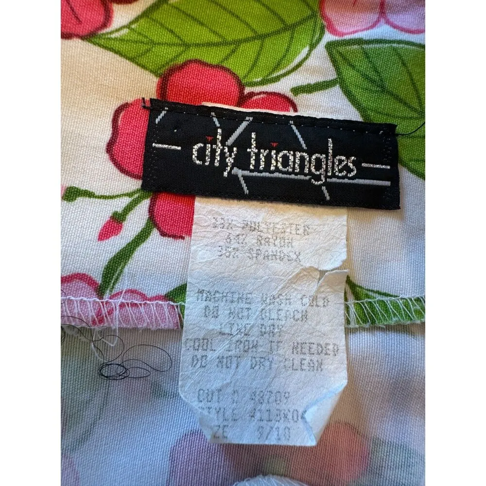 Vintage Floral Pink and Green Mini Dress Size Small - Image 3