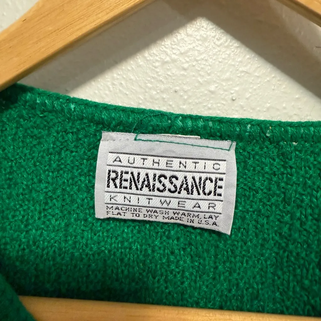 Vintage Green Knitwear Sweater Size Medium - Image 3